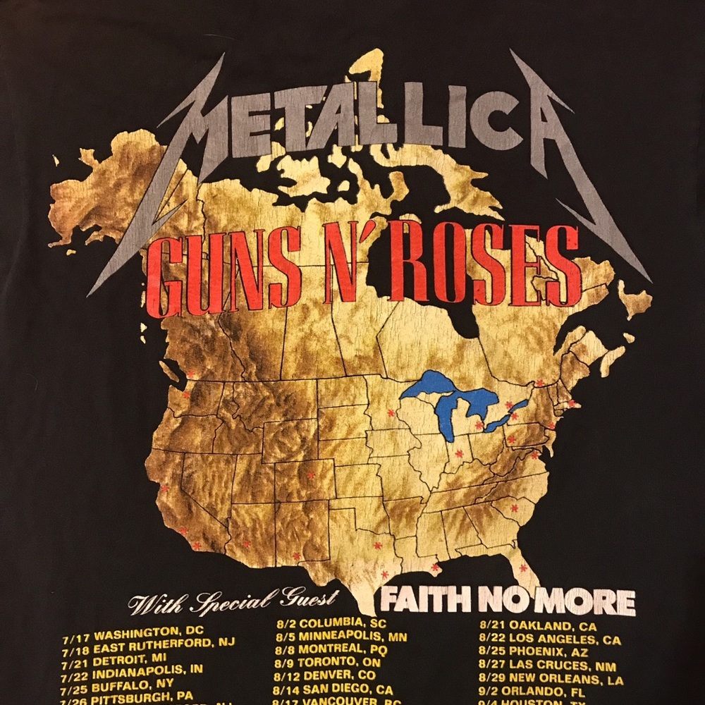 1992 Vintage guns n roses and metallica shirt